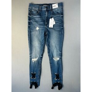 Express Women's 4R Ankle Legging Super High‎ Rise Distressed Jeans NEW With Tags